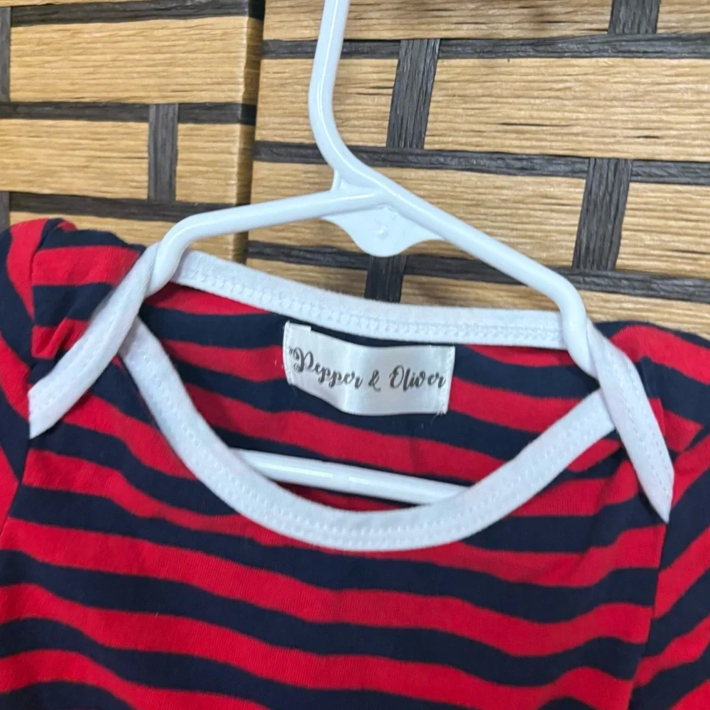 Pepper & Oliver Red And Blue Stripe Sleeper‎ Size Newborn